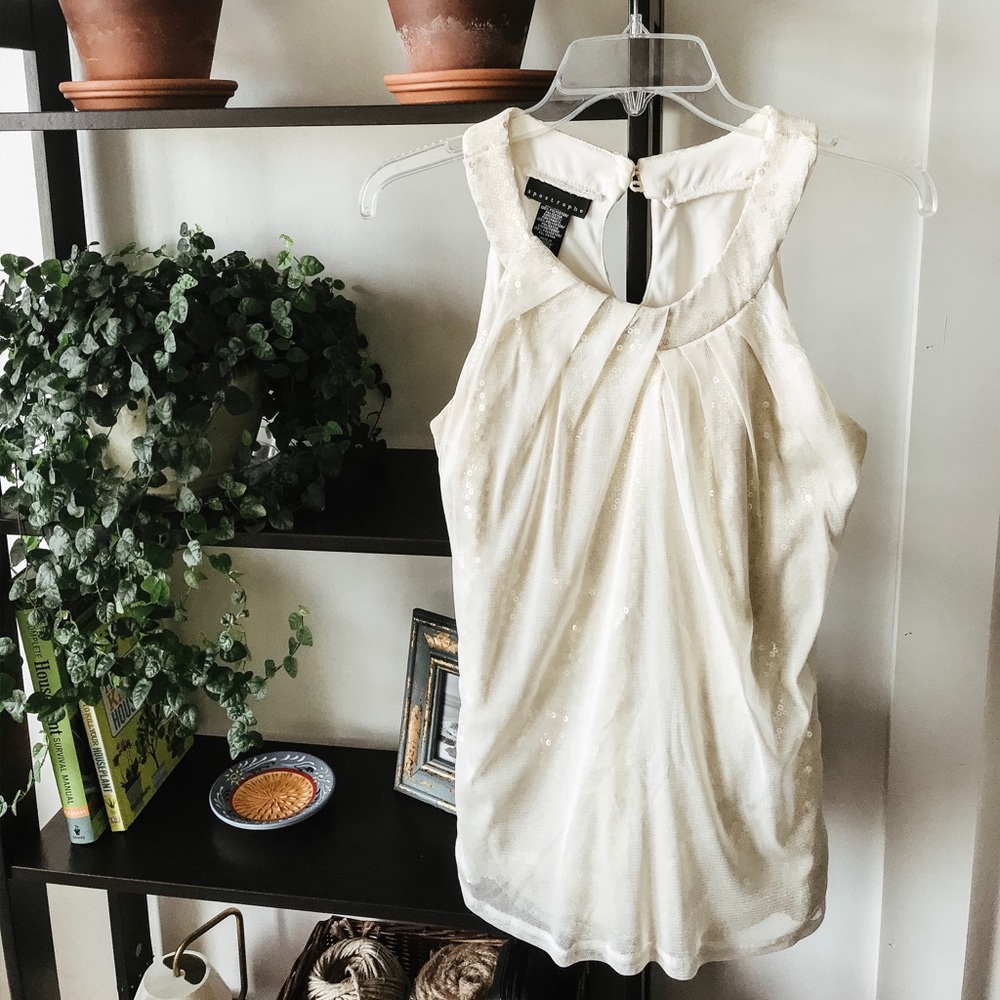 Sequin cream tank